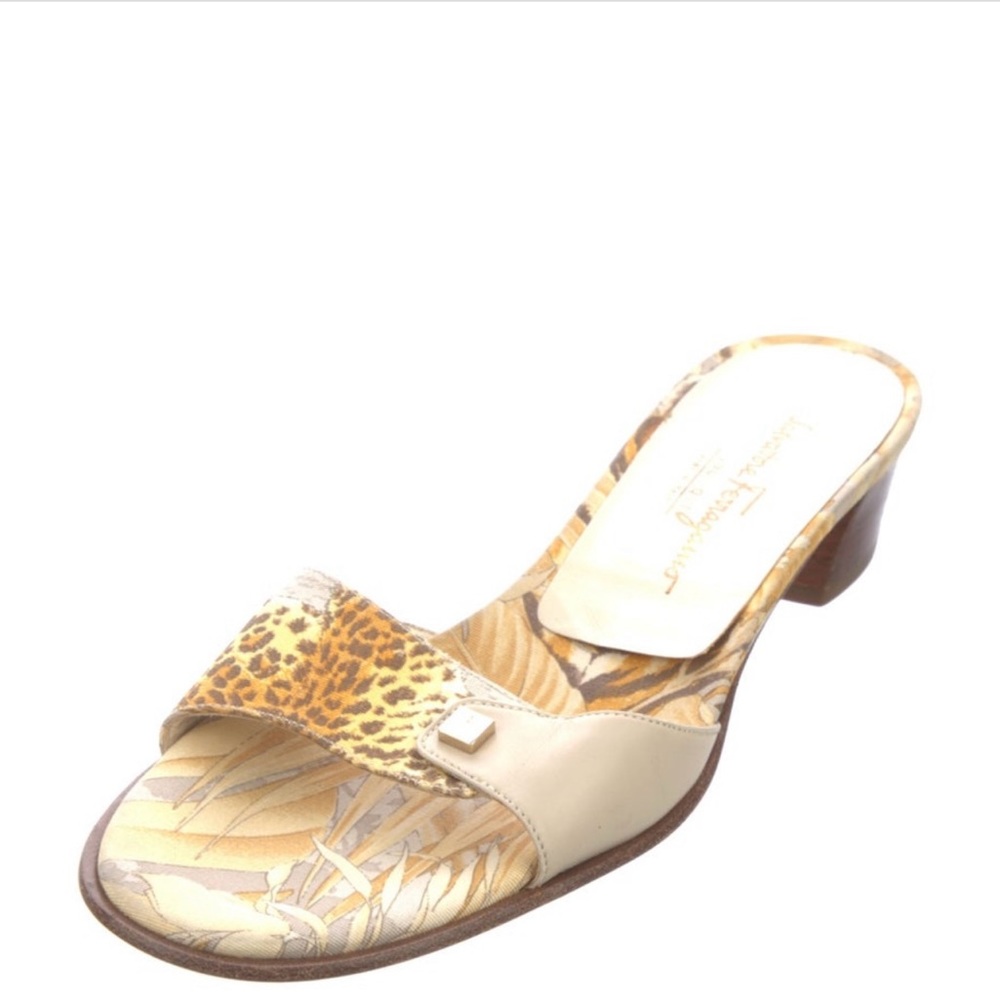 Salvatore Ferragamo Canvas Animal Print Slides